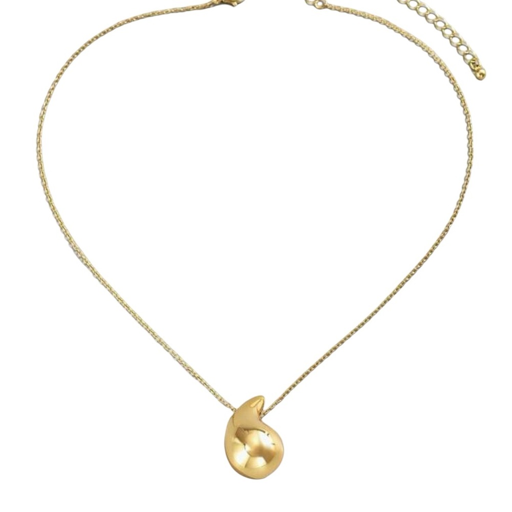 Women Gold Tear Drop Shaped Pendant Necklace - Picture 5 of 5